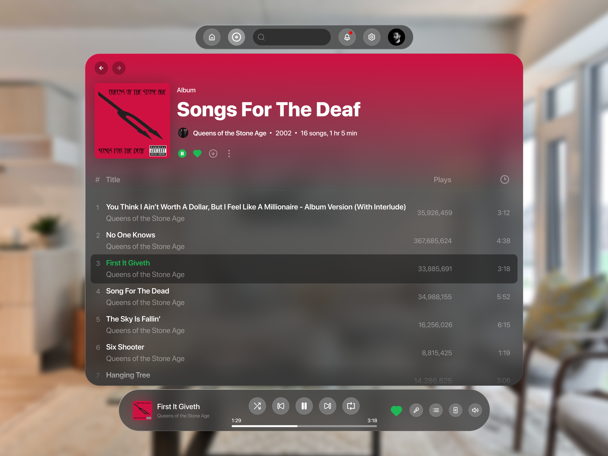 Spotify VisionOS
