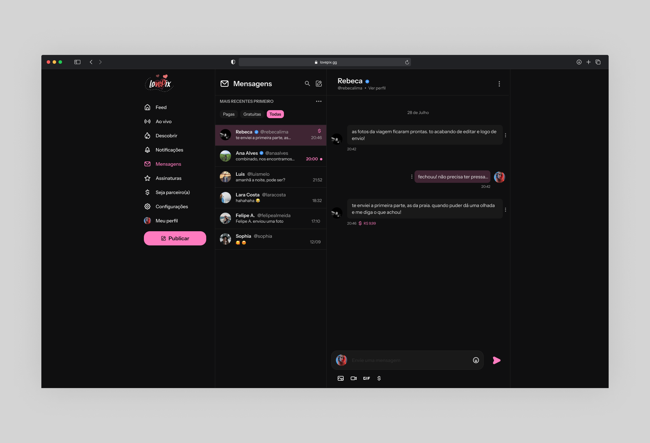 LovePix - Desktop Mensagens